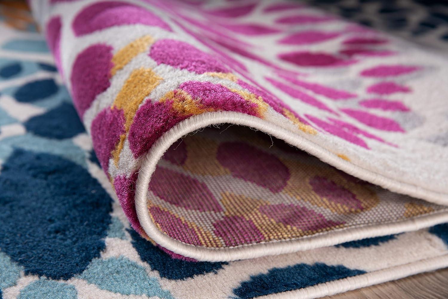 imageRugshop Modern Floral Circles Design Easy Cleaning for Living RoomBedroomHome OfficeKitchen Non Shedding Area Rug 5 x 7 BlueMulti Color