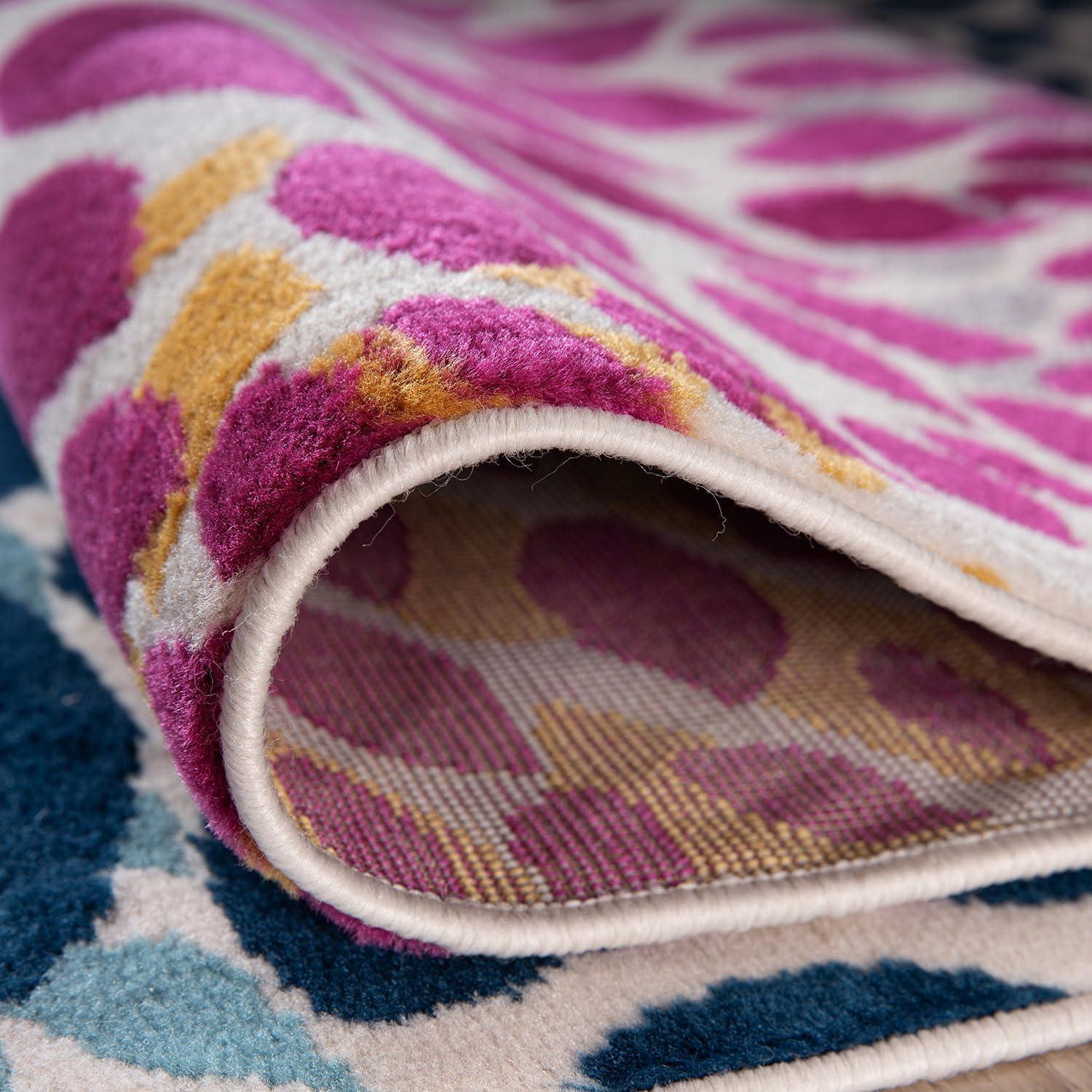 imageRugshop Modern Floral Circles Design Easy Cleaning for Living RoomBedroomHome OfficeKitchen Non Shedding Area Rug 5 x 7 BlueMulti Color