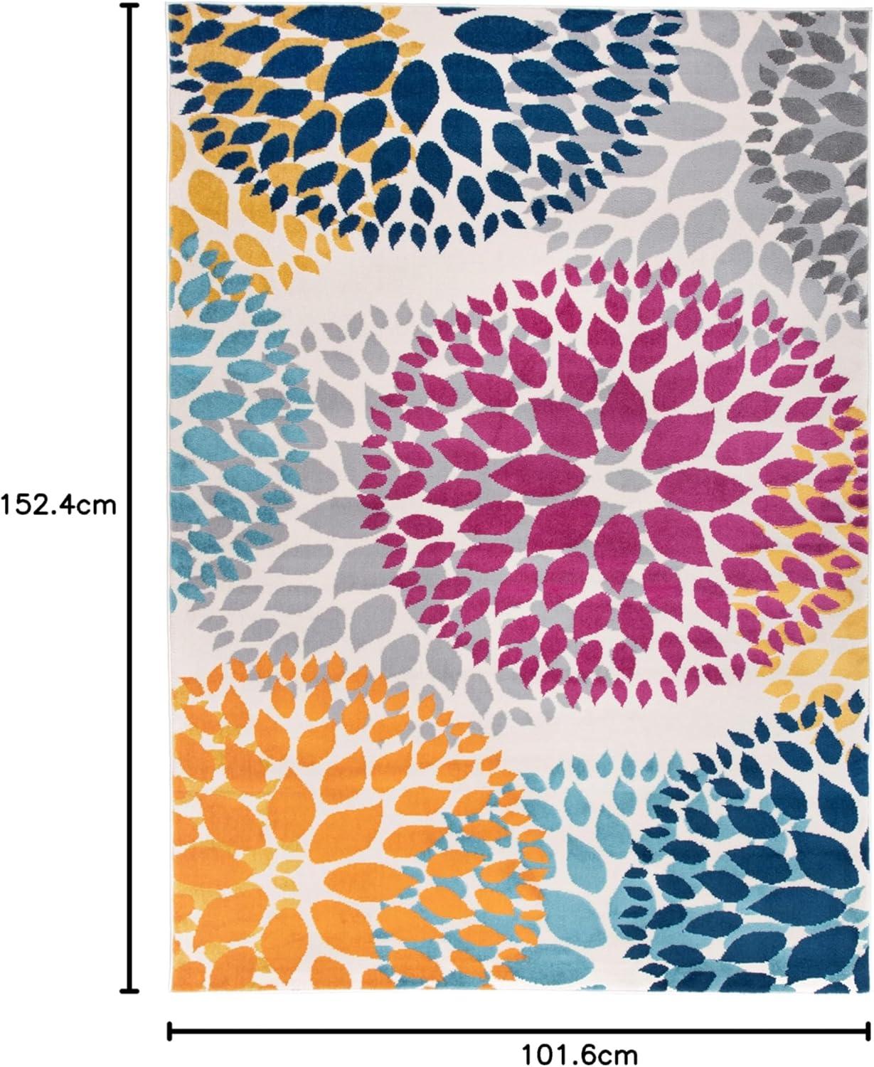 imageRugshop Modern Floral Circles Design Easy Cleaning for Living RoomBedroomHome OfficeKitchen Non Shedding Area Rug 5 x 7 BlueMulti Color