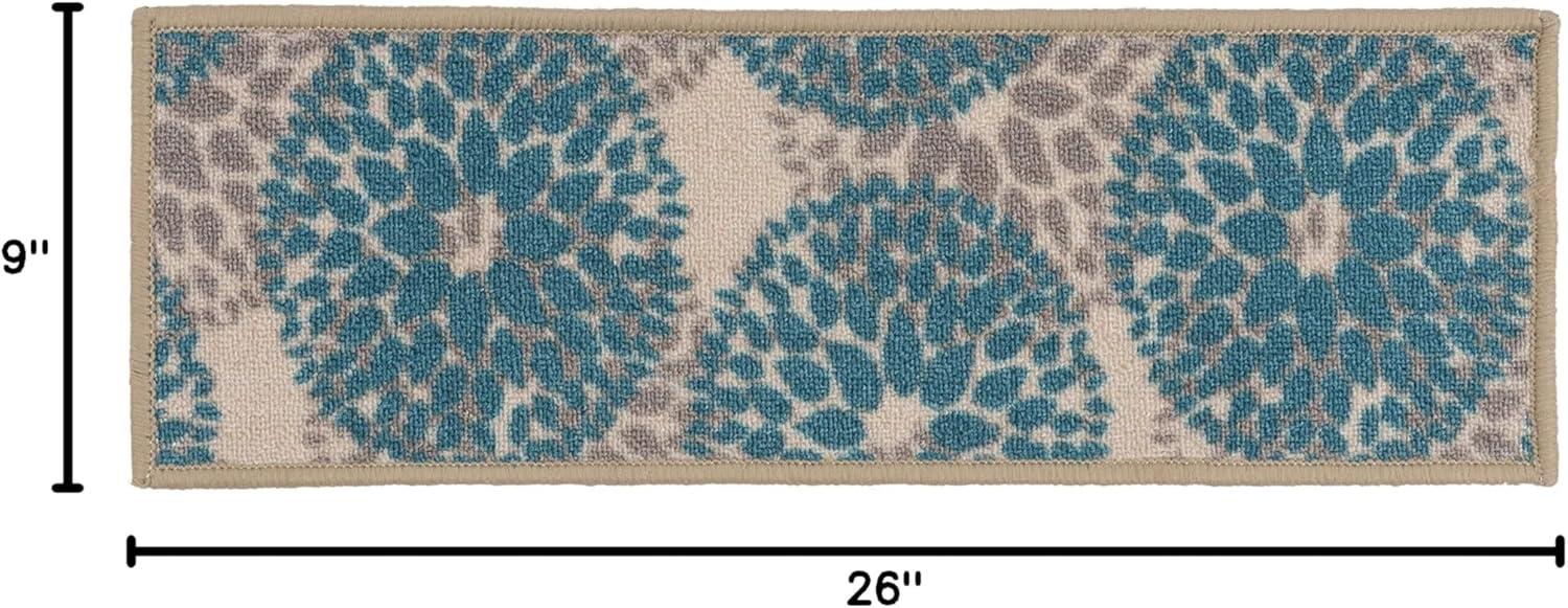 imageRugshop Modern Floral Circles NonSlip Stair Treads Set of 4 86quot x 26quot BlueBlue