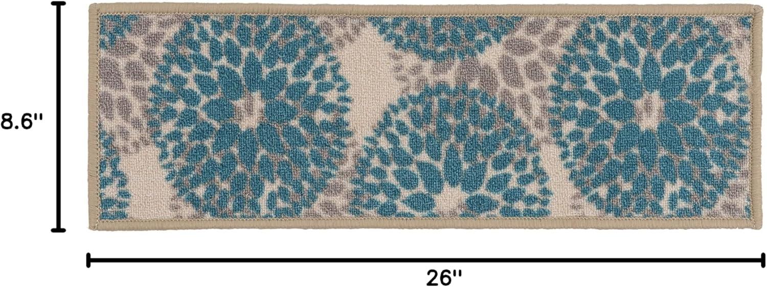 imageRugshop Modern Floral Circles NonSlip Stair Treads Set of 4 86quot x 26quot BlueBlue