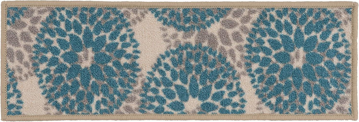 imageRugshop Modern Floral Circles NonSlip Stair Treads Set of 4 86quot x 26quot BlueBlue