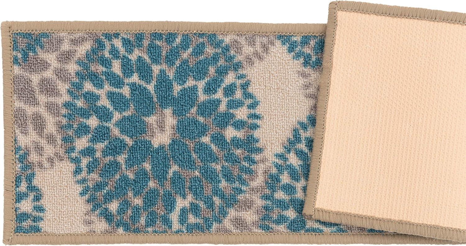 imageRugshop Modern Floral Circles NonSlip Stair Treads Set of 4 86quot x 26quot BlueBlue