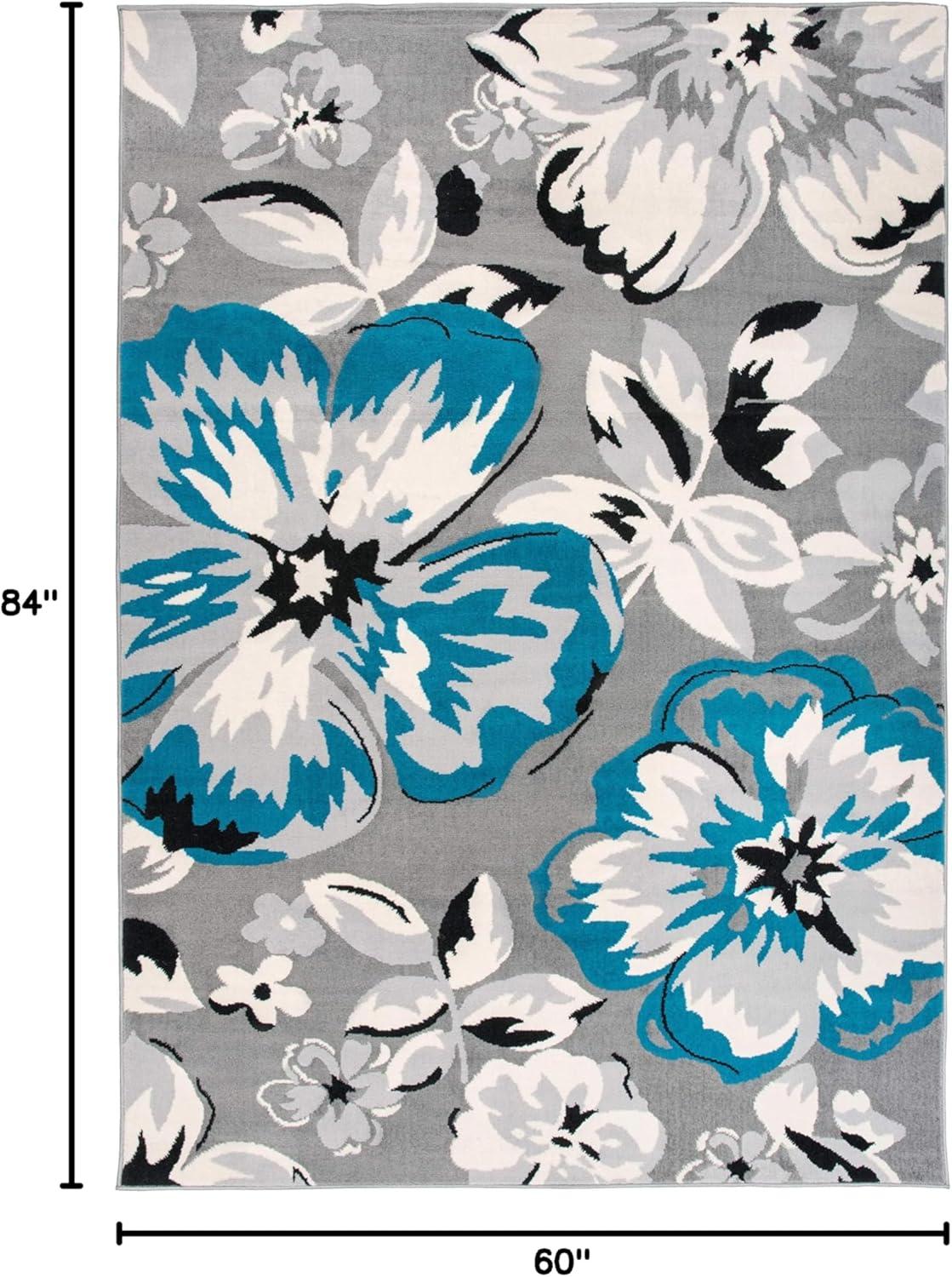 imageRugshop Modern Floral Design for Living RoomBedroomHome OfficeKitchen Non Shedding Area Rug 5 X 7 CreamBlue