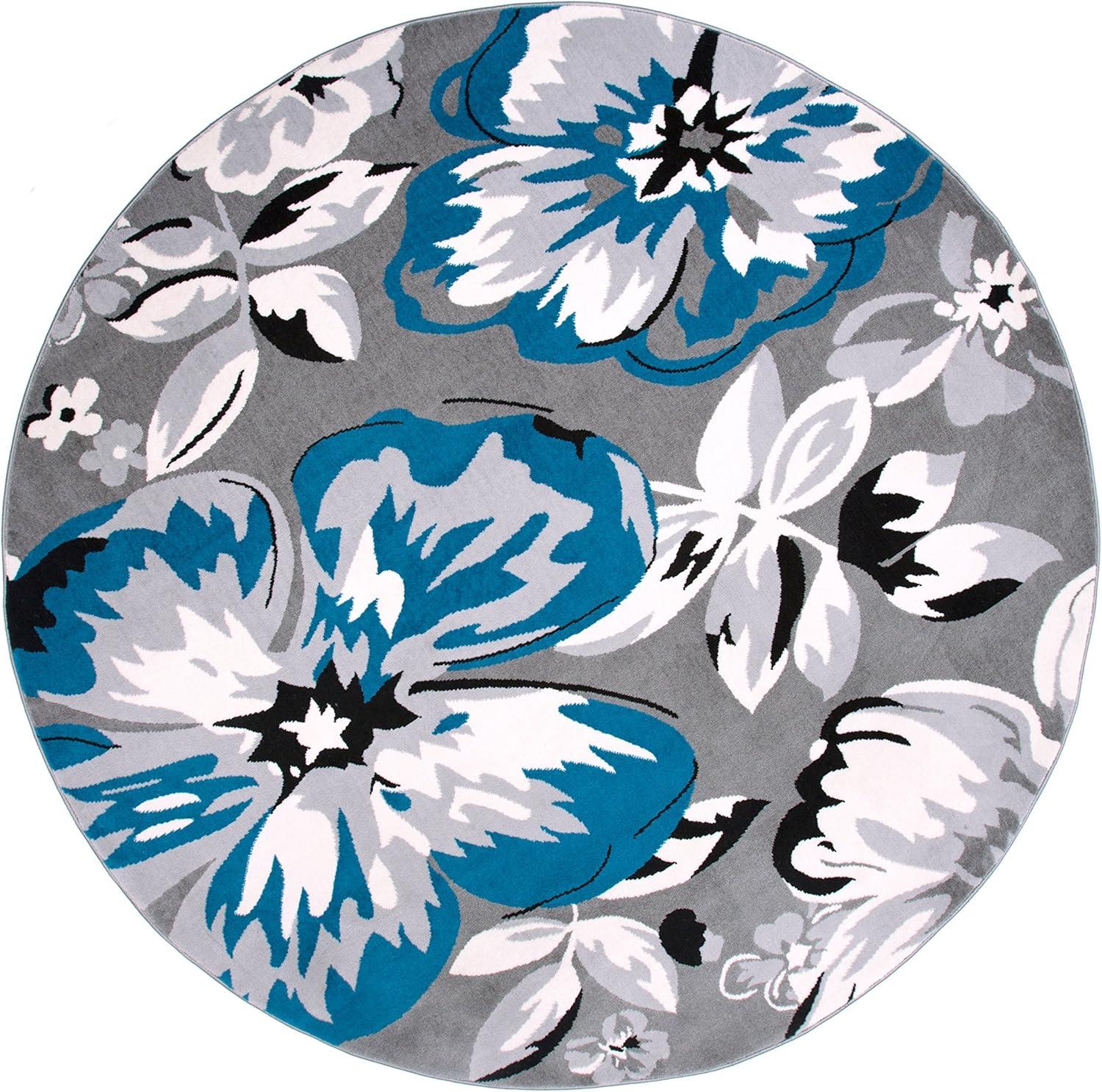 imageRugshop Modern Floral Design for Living RoomBedroomHome OfficeKitchen Non Shedding Area Rug 5 X 7 CreamBlue