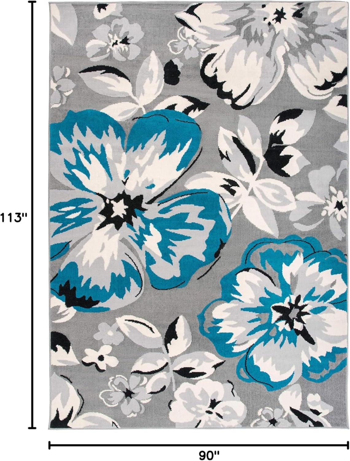 imageRugshop Modern Floral Design for Living RoomBedroomHome OfficeKitchen Non Shedding Area Rug 5 X 7 CreamBlue