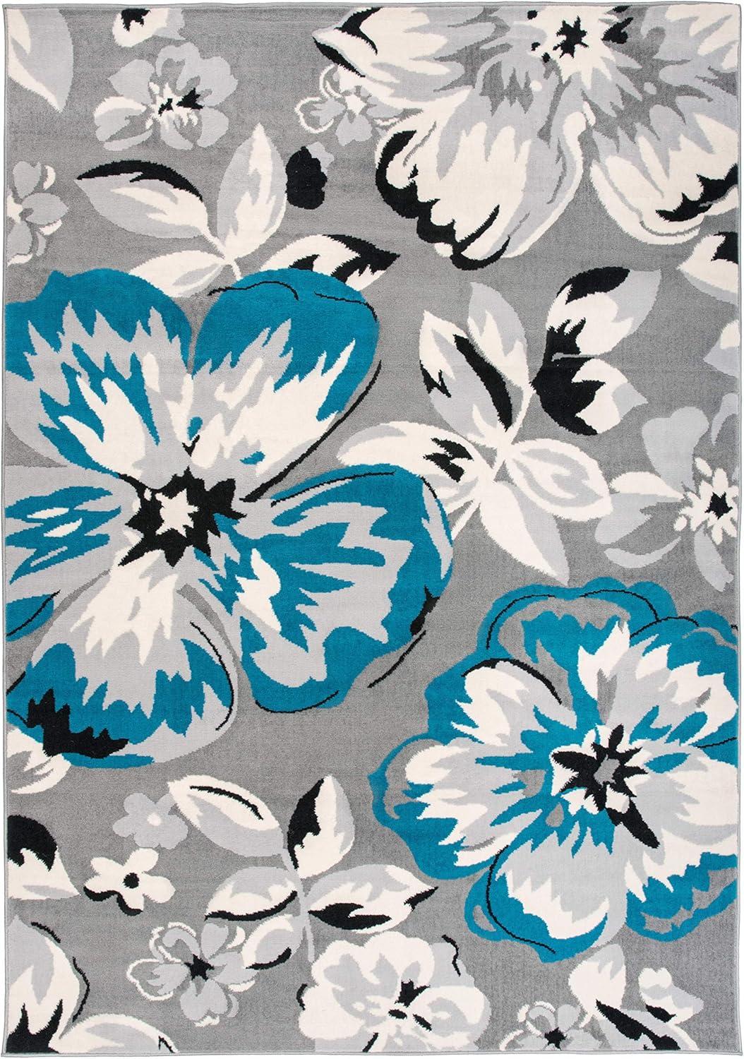 imageRugshop Modern Floral Design for Living RoomBedroomHome OfficeKitchen Non Shedding Area Rug 5 X 7 CreamBlue