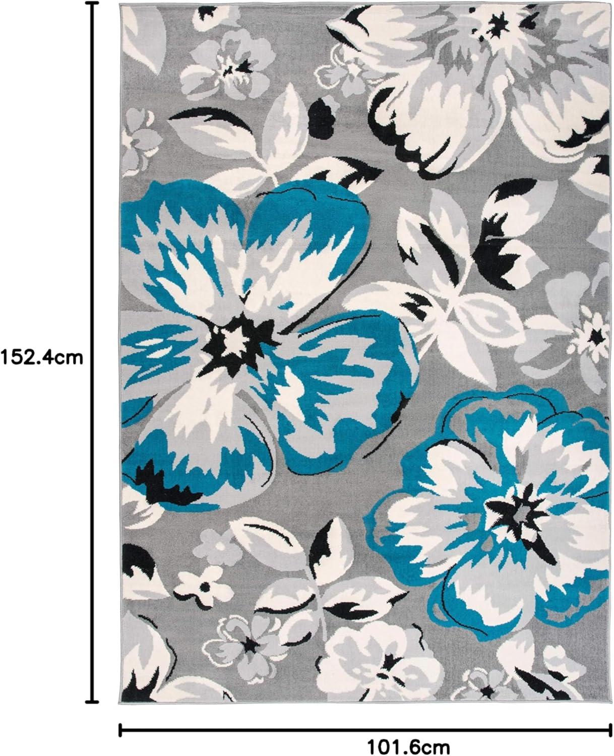 imageRugshop Modern Floral Design for Living RoomBedroomHome OfficeKitchen Non Shedding Area Rug 5 X 7 CreamBlue