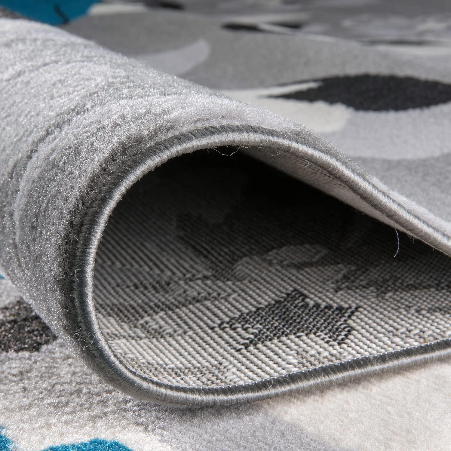 imageRugshop Modern Floral Design for Living RoomBedroomHome OfficeKitchen Non Shedding Area Rug 5 X 7 CreamBlue