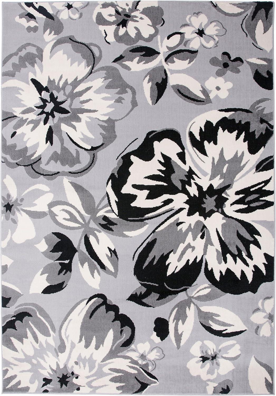 imageRugshop Modern Floral Design for Living RoomBedroomHome OfficeKitchen Non Shedding Area Rug 5 X 7 CreamGrey