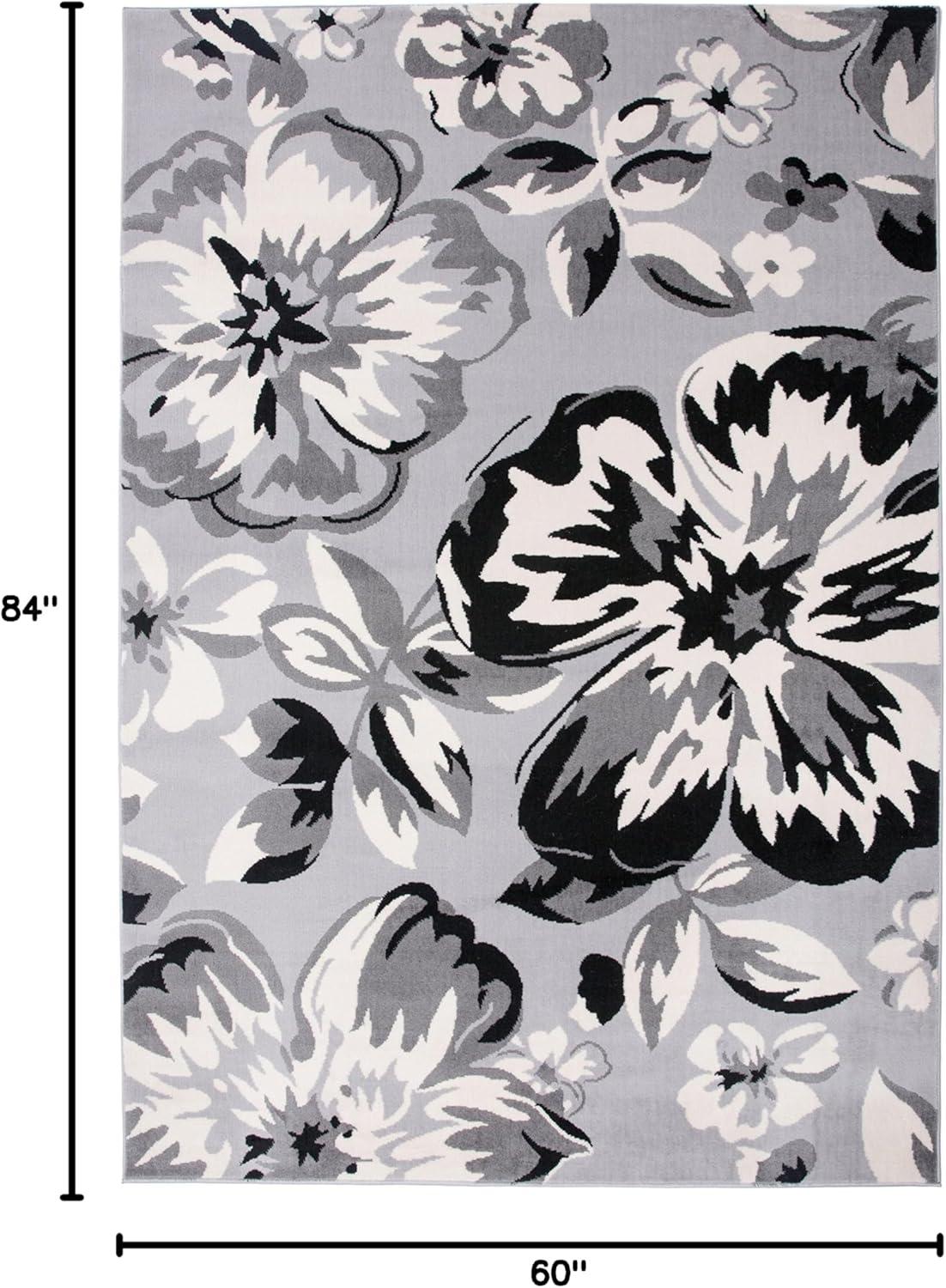 imageRugshop Modern Floral Design for Living RoomBedroomHome OfficeKitchen Non Shedding Area Rug 5 X 7 CreamGrey
