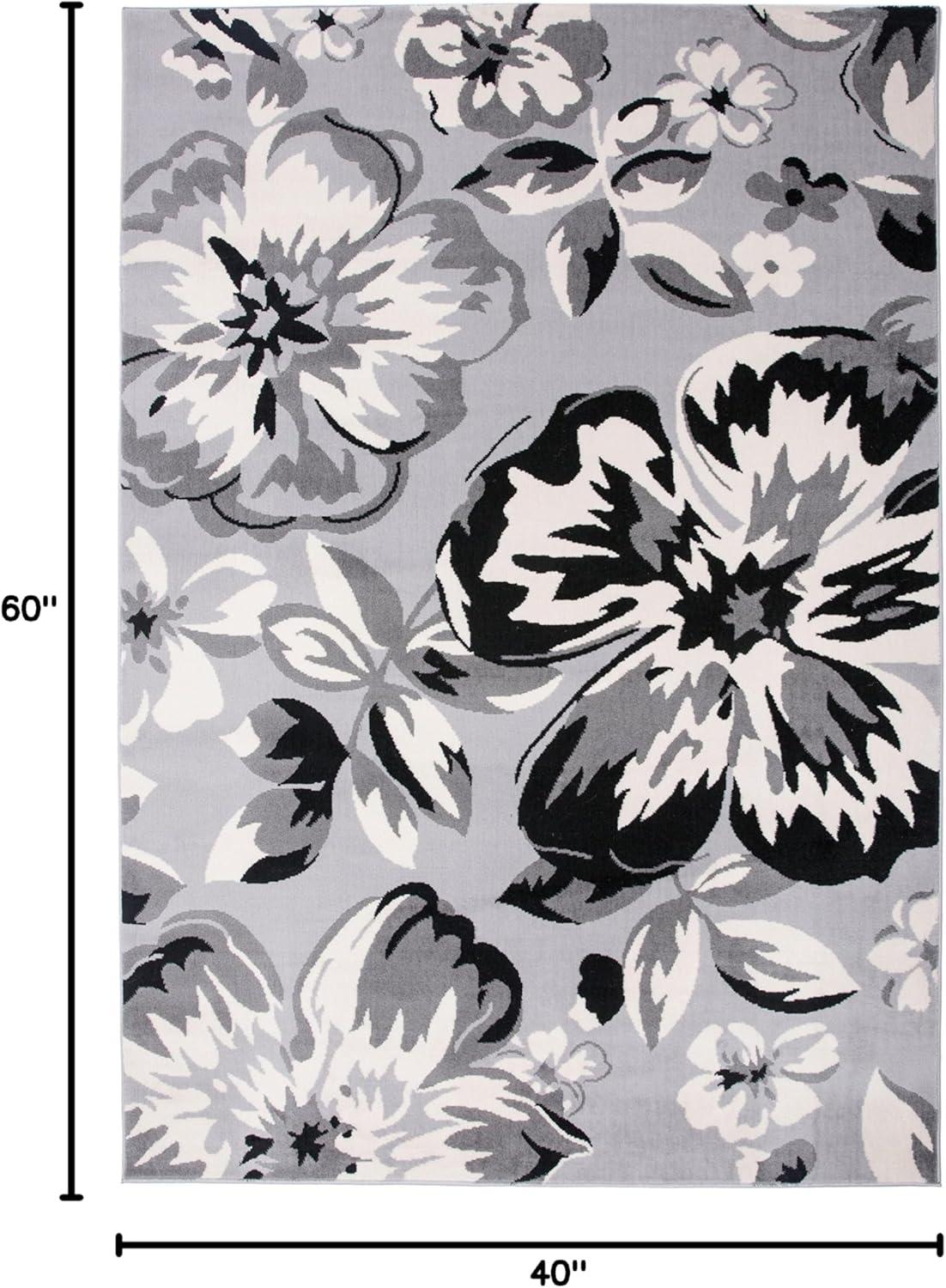 imageRugshop Modern Floral Design for Living RoomBedroomHome OfficeKitchen Non Shedding Area Rug 5 X 7 CreamGrey