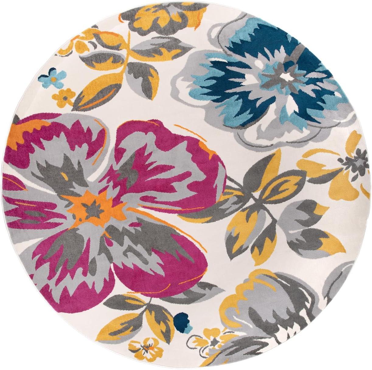 imageRugshop Modern Floral Design for Living RoomBedroomHome OfficeKitchen Non Shedding Area Rug 5 X 7 CreamMulti Color