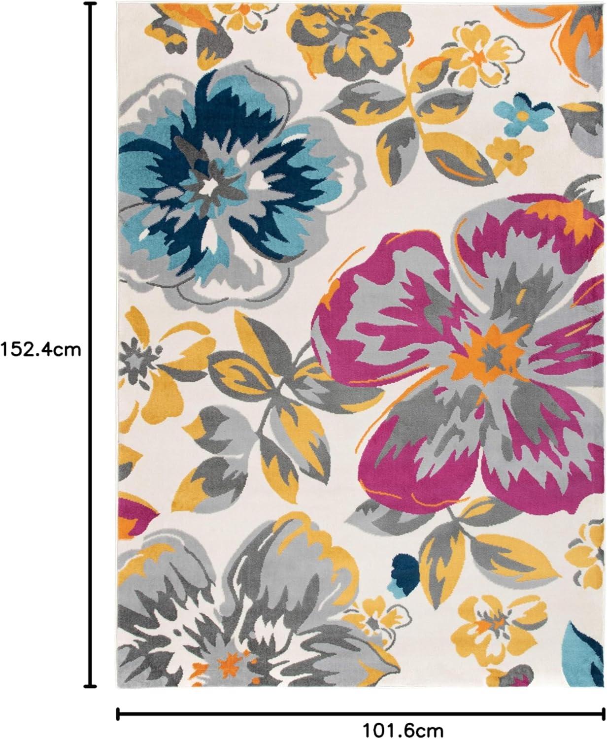 imageRugshop Modern Floral Design for Living RoomBedroomHome OfficeKitchen Non Shedding Area Rug 5 X 7 CreamMulti Color