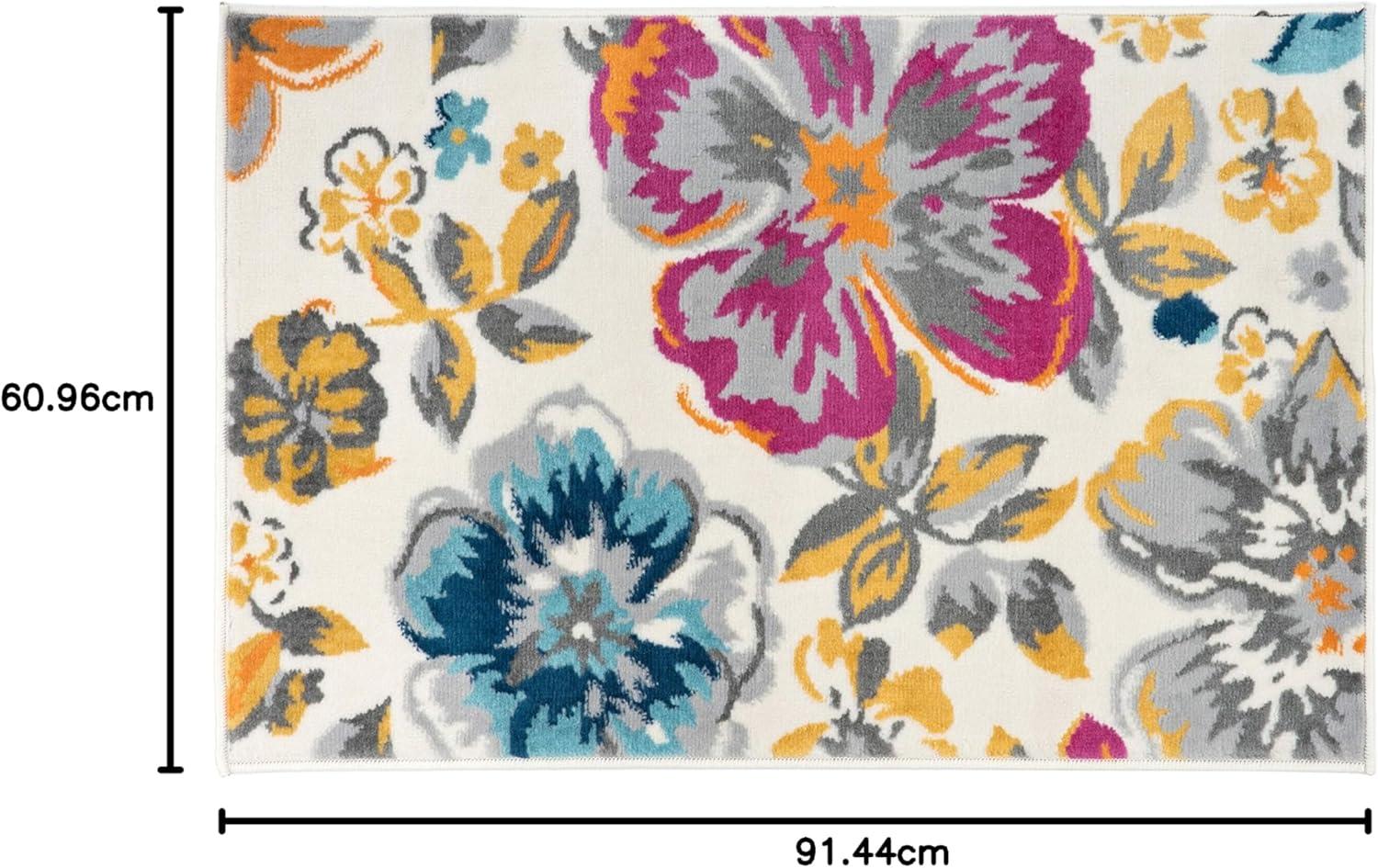 imageRugshop Modern Floral Design for Living RoomBedroomHome OfficeKitchen Non Shedding Area Rug 5 X 7 CreamMulti Color
