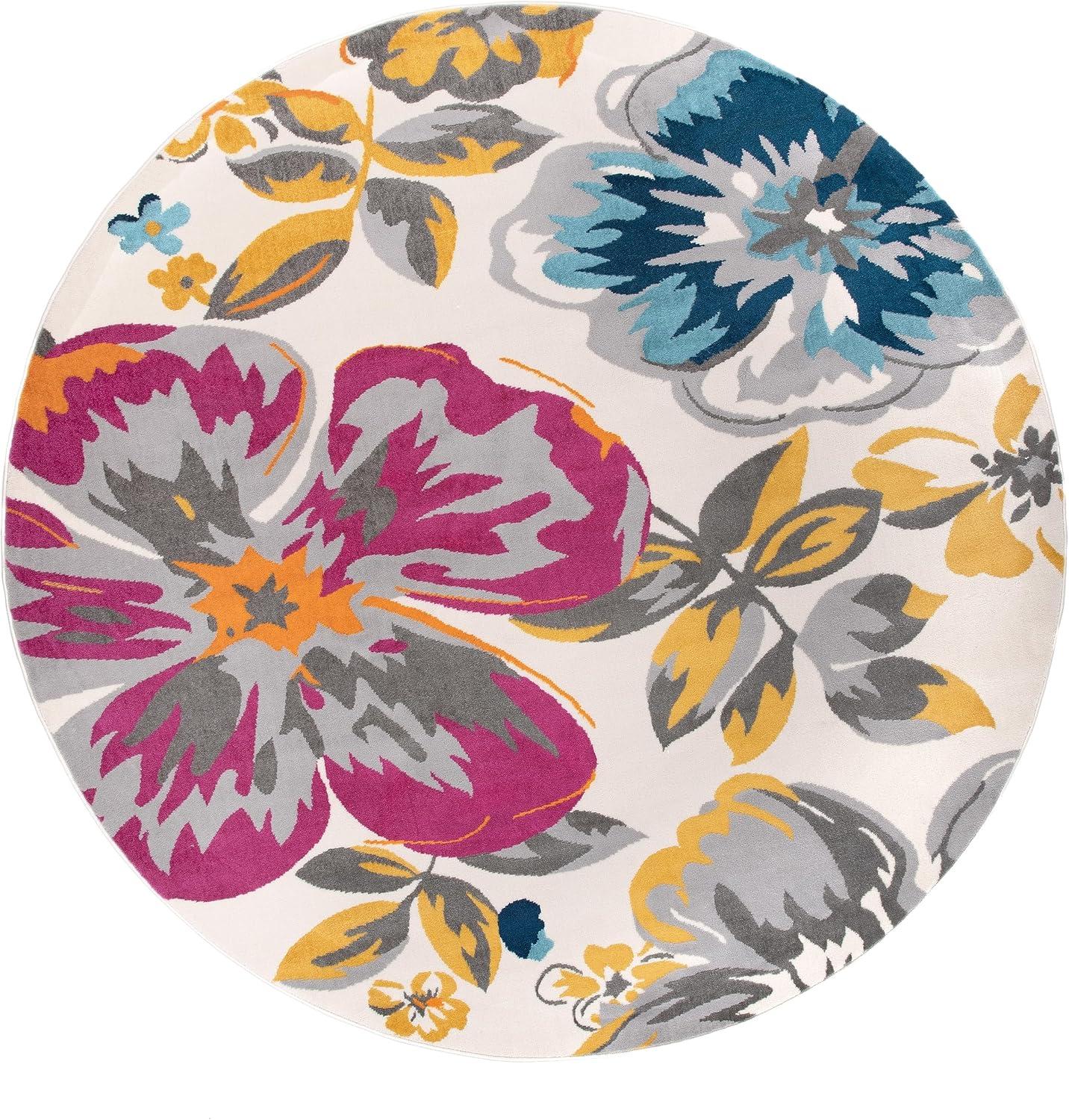 imageRugshop Modern Floral Design for Living RoomBedroomHome OfficeKitchen Non Shedding Area Rug 5 X 7 CreamMulti Color