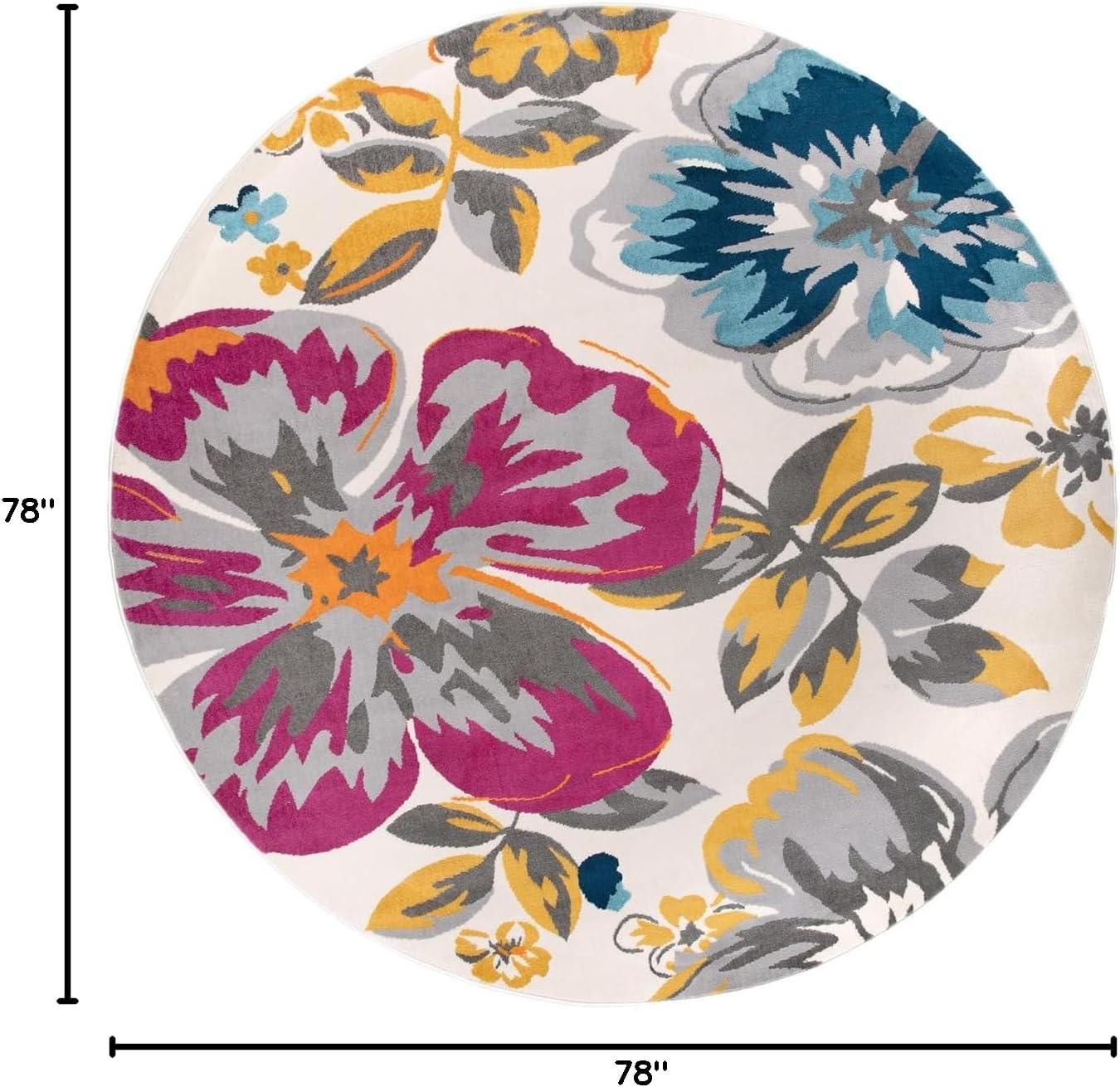 imageRugshop Modern Floral Design for Living RoomBedroomHome OfficeKitchen Non Shedding Area Rug 5 X 7 CreamMulti Color