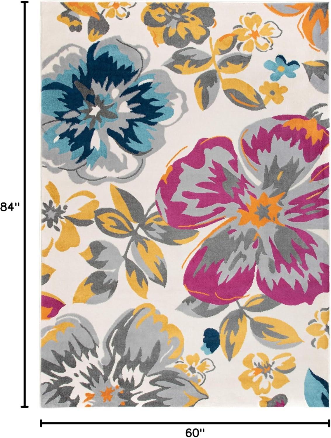 imageRugshop Modern Floral Design for Living RoomBedroomHome OfficeKitchen Non Shedding Area Rug 5 X 7 CreamMulti Color