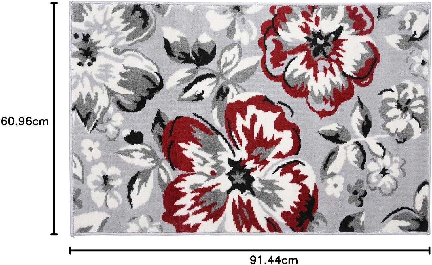 imageRugshop Modern Floral Design for Living RoomBedroomHome OfficeKitchen Non Shedding Area Rug 5 X 7 CreamRed