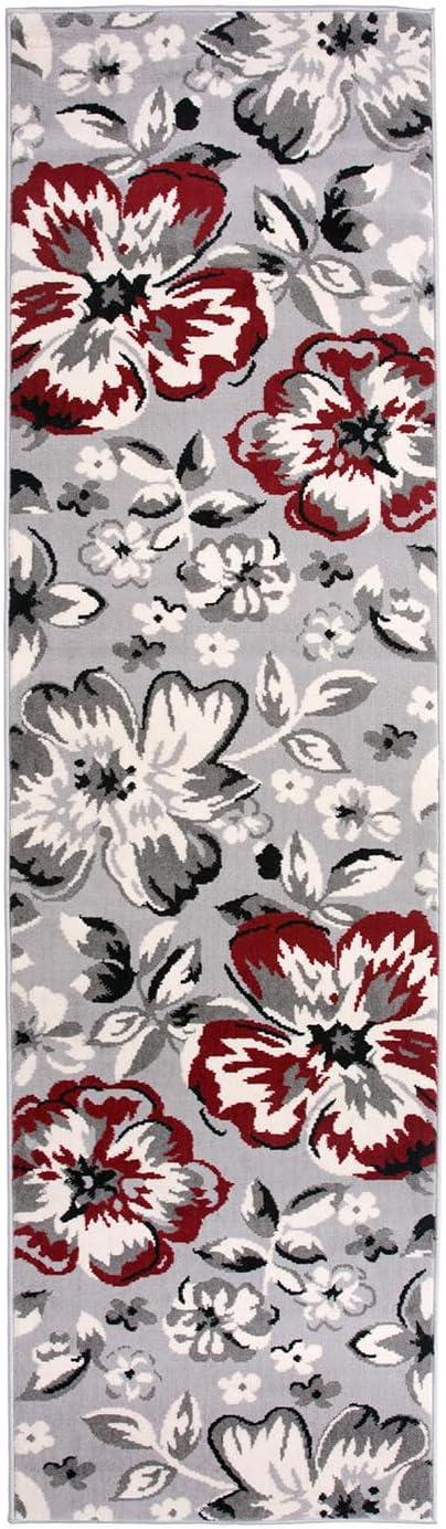 imageRugshop Modern Floral Design for Living RoomBedroomHome OfficeKitchen Non Shedding Area Rug 5 X 7 CreamRed
