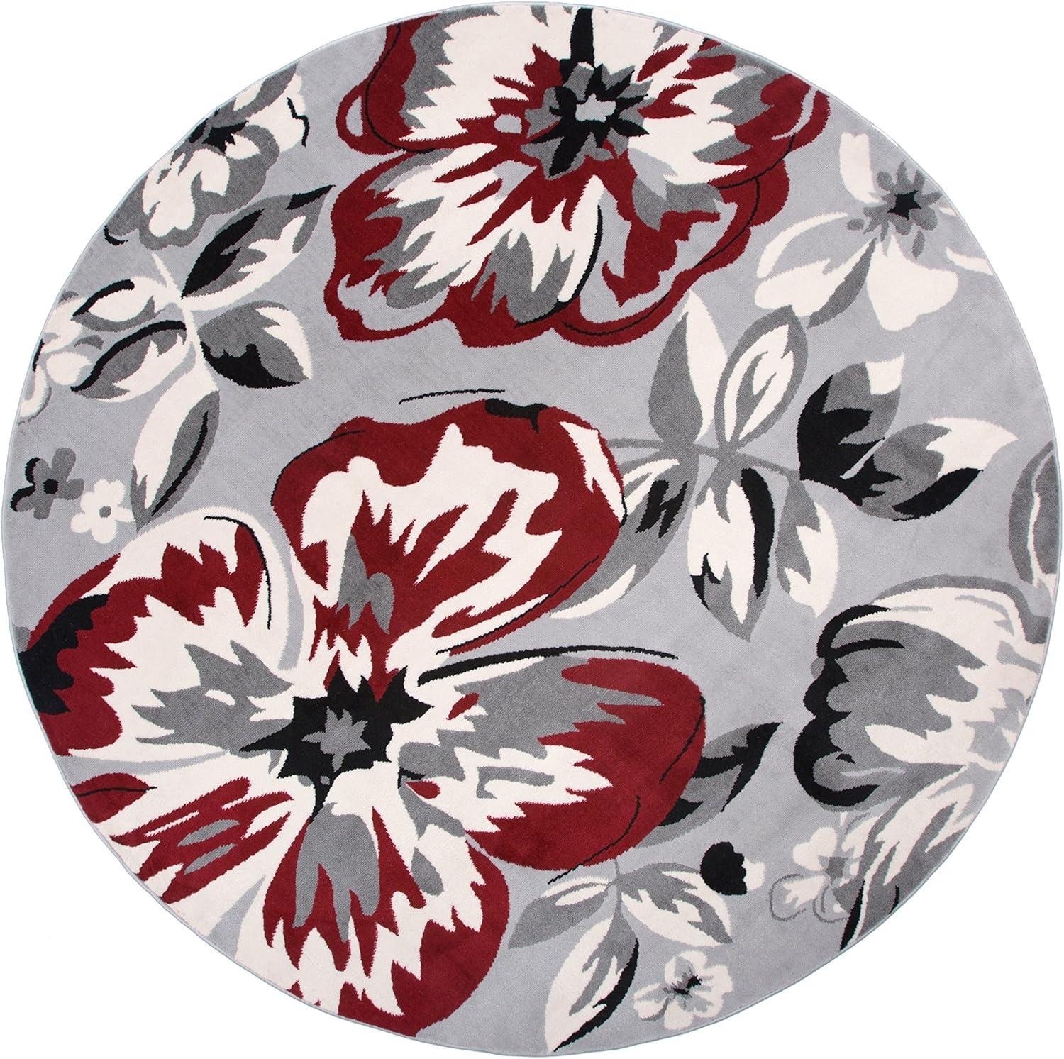 imageRugshop Modern Floral Design for Living RoomBedroomHome OfficeKitchen Non Shedding Area Rug 5 X 7 CreamRed