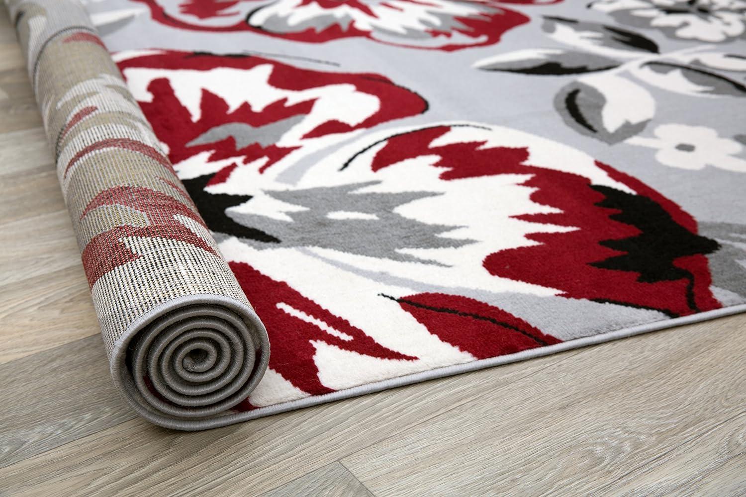 imageRugshop Modern Floral Design for Living RoomBedroomHome OfficeKitchen Non Shedding Area Rug 5 X 7 CreamRed