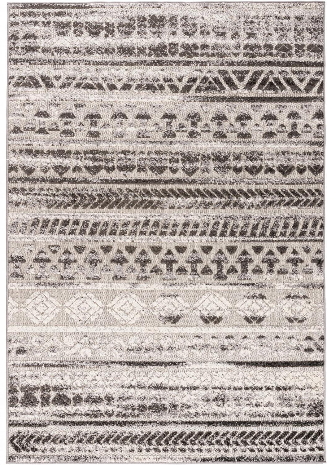 imageRugshop Modern Stripes Geometric IndoorOutdoor Area Rug 5 x 7 GrayGrey