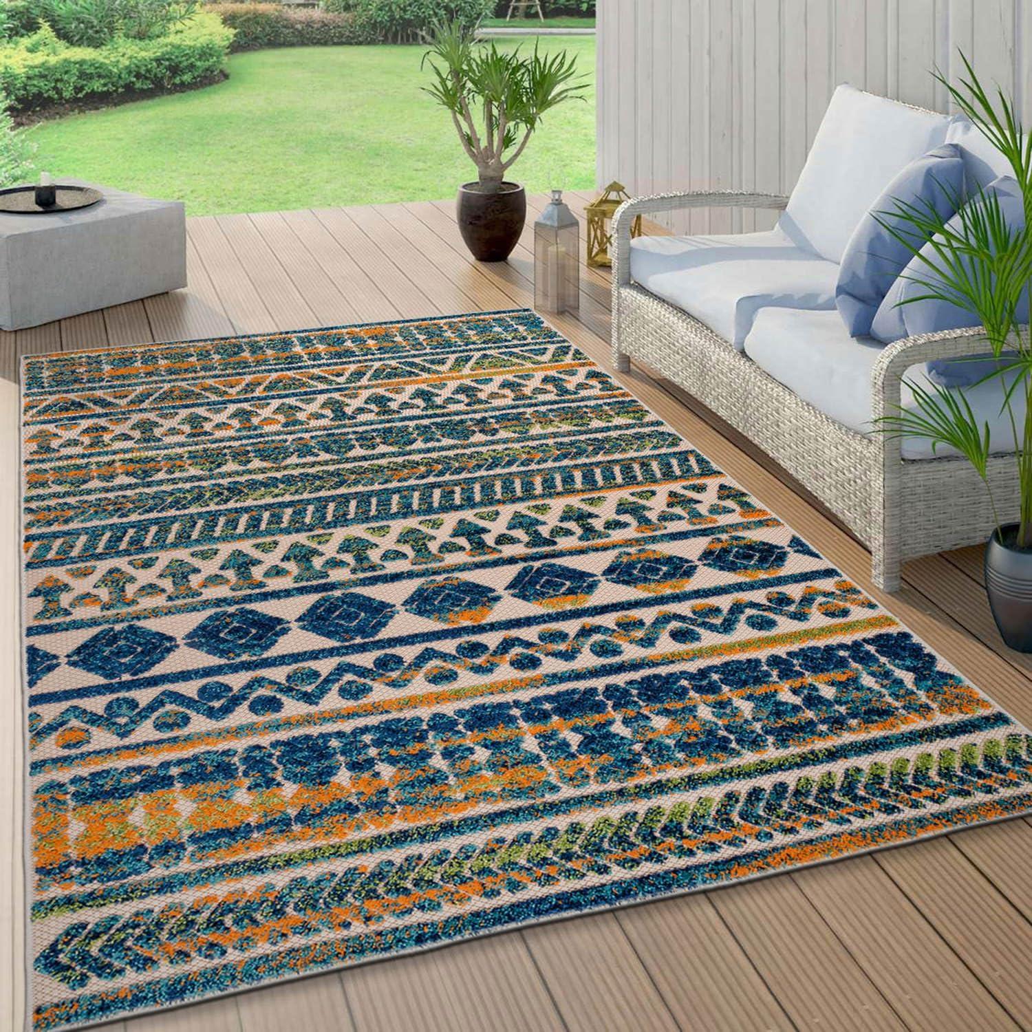 imageRugshop Modern Stripes Geometric IndoorOutdoor Area Rug 5 x 7 GrayMulti Color
