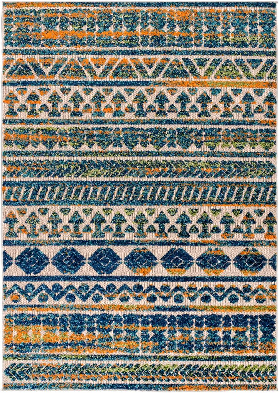 imageRugshop Modern Stripes Geometric IndoorOutdoor Area Rug 5 x 7 GrayMulti Color