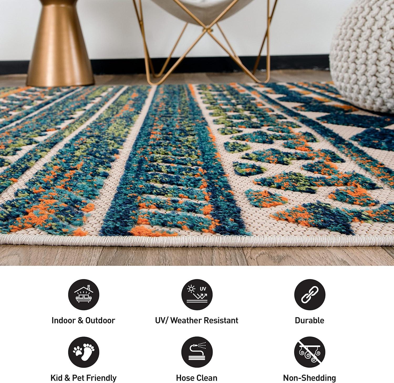 imageRugshop Modern Stripes Geometric IndoorOutdoor Area Rug 5 x 7 GrayMulti Color