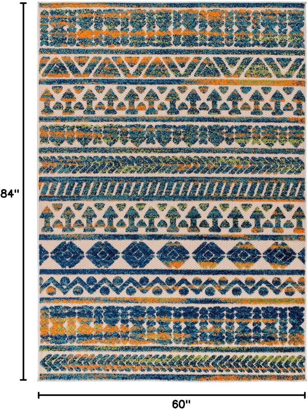 imageRugshop Modern Stripes Geometric IndoorOutdoor Area Rug 5 x 7 GrayMulti Color