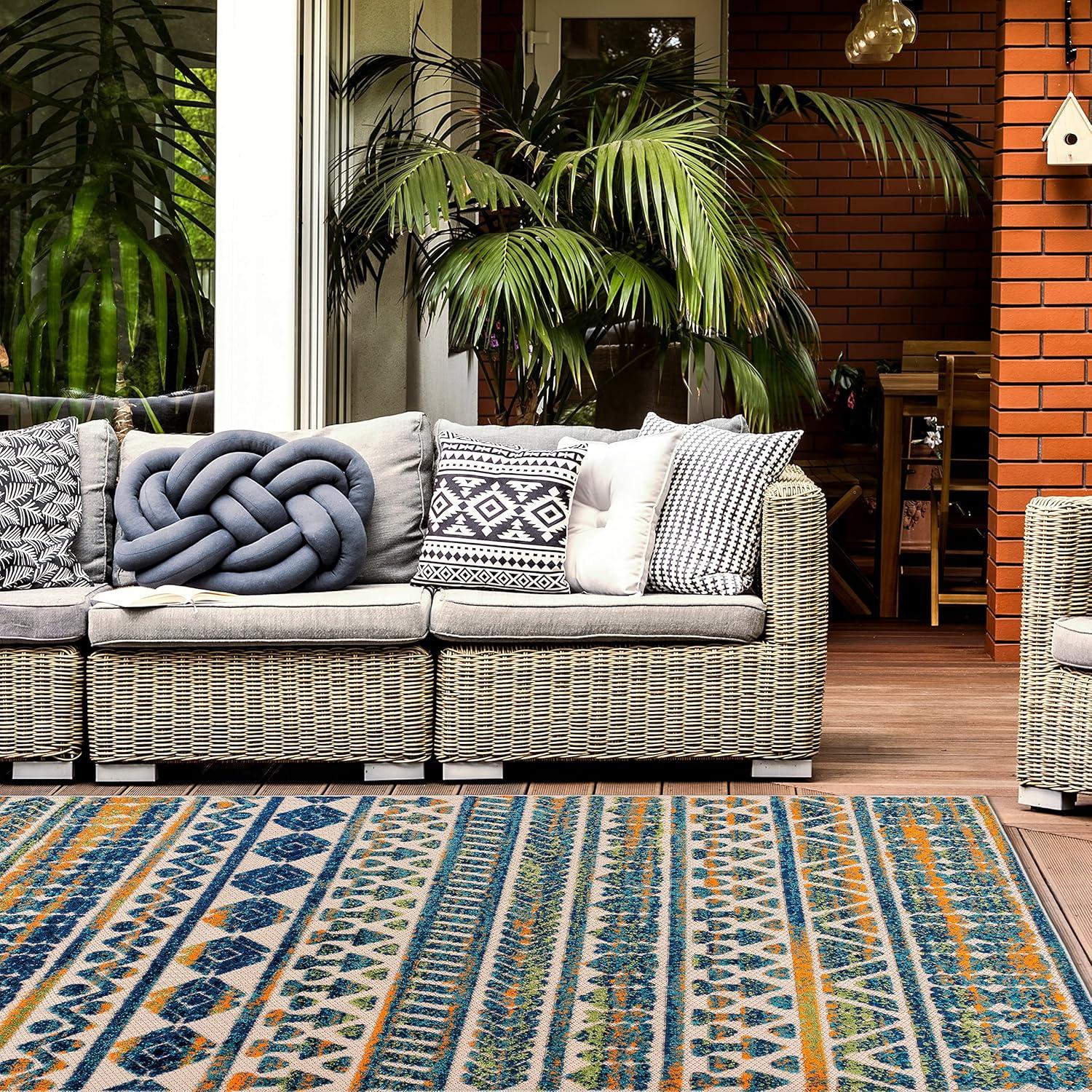 imageRugshop Modern Stripes Geometric IndoorOutdoor Area Rug 5 x 7 GrayMulti Color