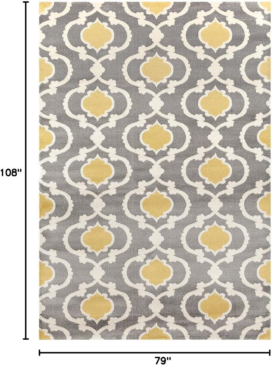 imageRugshop Moroccan Trellis Contemporary Perfect for high Traffic Areas of Your Living RoomBedroomHome OfficeKitchen Area Rug GrayYellow 53quot x 73quotGrayYellow