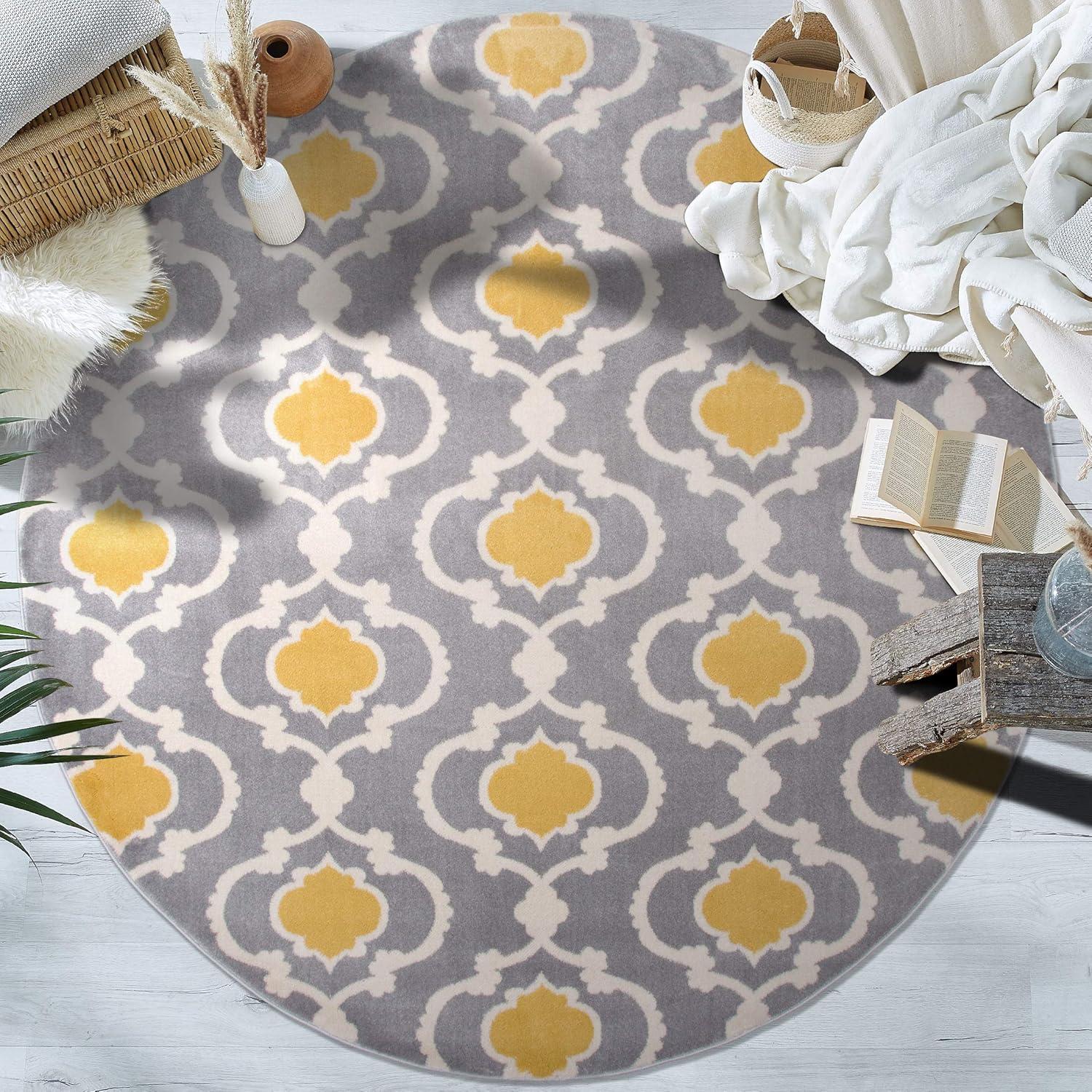 imageRugshop Moroccan Trellis Contemporary Perfect for high Traffic Areas of Your Living RoomBedroomHome OfficeKitchen Area Rug GrayYellow 53quot x 73quotGrayYellow