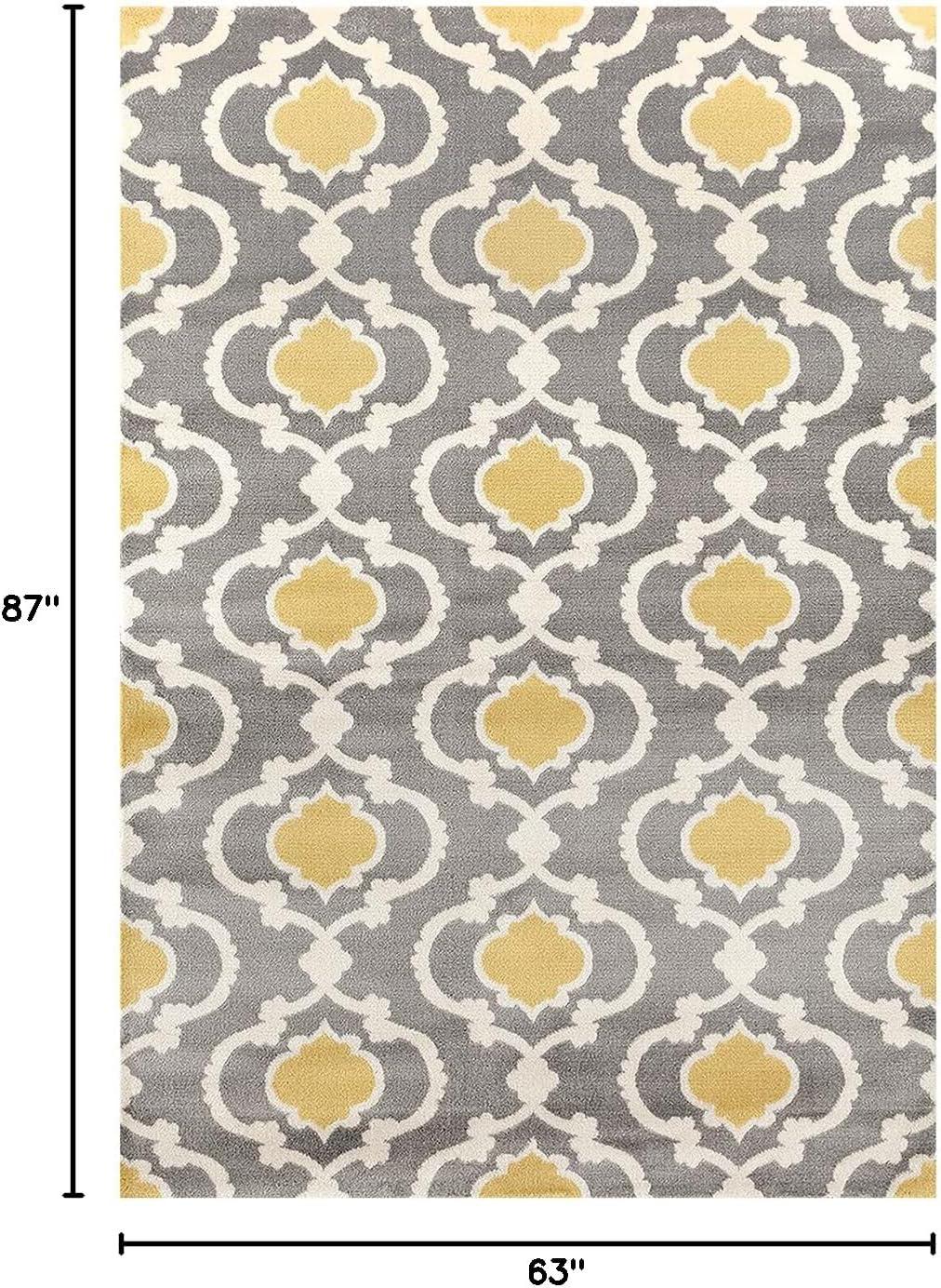 imageRugshop Moroccan Trellis Contemporary Perfect for high Traffic Areas of Your Living RoomBedroomHome OfficeKitchen Area Rug GrayYellow 53quot x 73quotGrayYellow