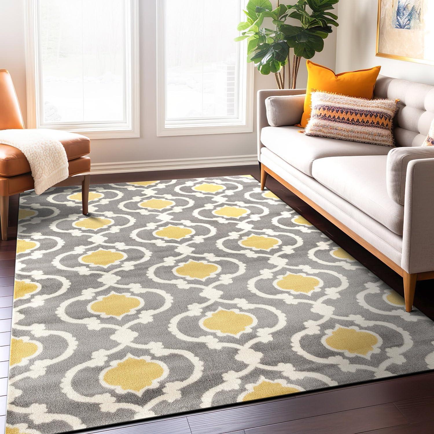 imageRugshop Moroccan Trellis Contemporary Perfect for high Traffic Areas of Your Living RoomBedroomHome OfficeKitchen Area Rug GrayYellow 53quot x 73quotGrayYellow