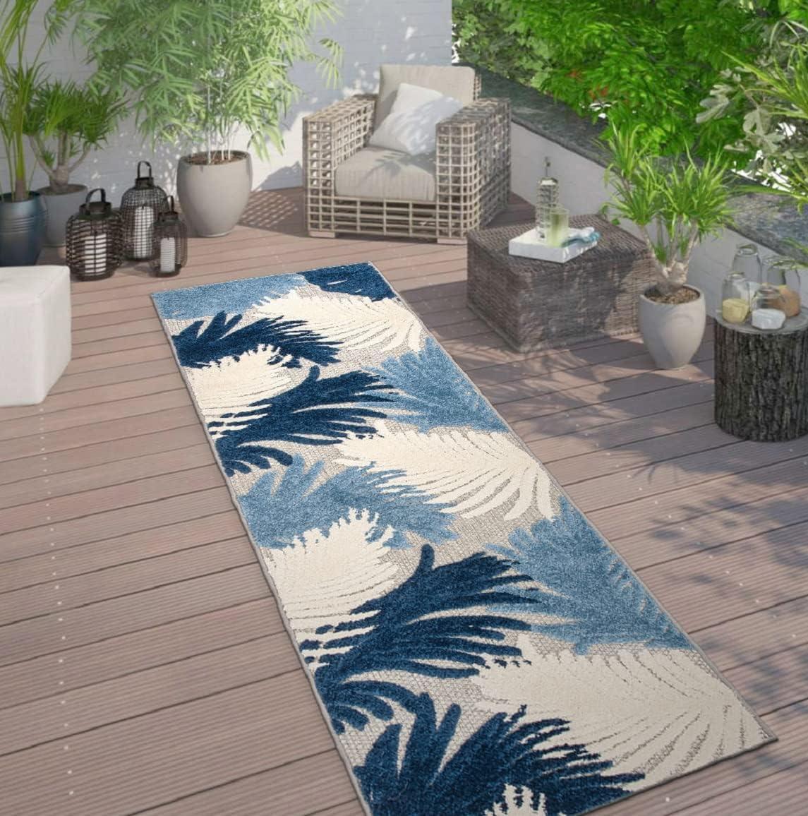 imageRugshop Navy Lucca Contemporary Floral IndoorOutdoor Area Rug Durable Polypropylene Weather Resistant Easy to Clean Perfect for Patio Backyard Deck and Outdoor Lounge 5 x 7Navy