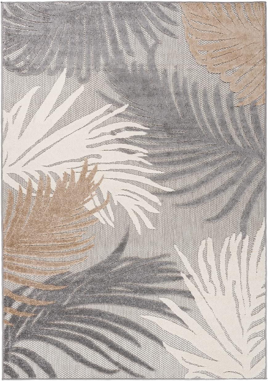 imageRugshop Navy Lucca Contemporary Floral IndoorOutdoor Area Rug Durable Polypropylene Weather Resistant Easy to Clean Perfect for Patio Backyard Deck and Outdoor Lounge 5 x 7Grey