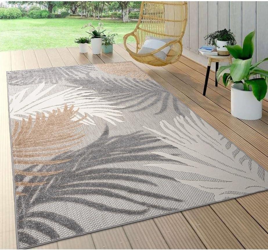 imageRugshop Navy Lucca Contemporary Floral IndoorOutdoor Area Rug Durable Polypropylene Weather Resistant Easy to Clean Perfect for Patio Backyard Deck and Outdoor Lounge 5 x 7Grey