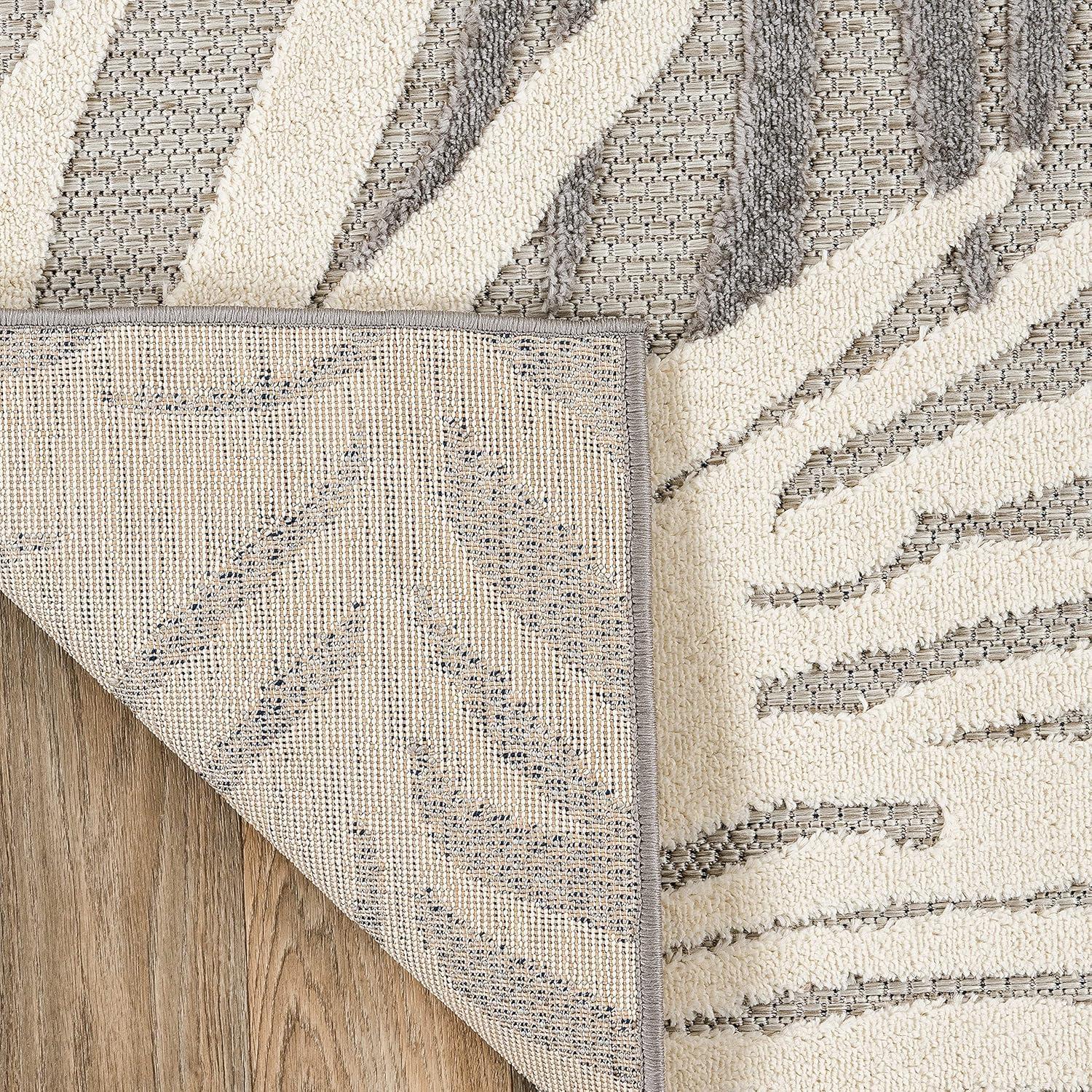 imageRugshop Navy Lucca Contemporary Floral IndoorOutdoor Area Rug Durable Polypropylene Weather Resistant Easy to Clean Perfect for Patio Backyard Deck and Outdoor Lounge 5 x 7Grey