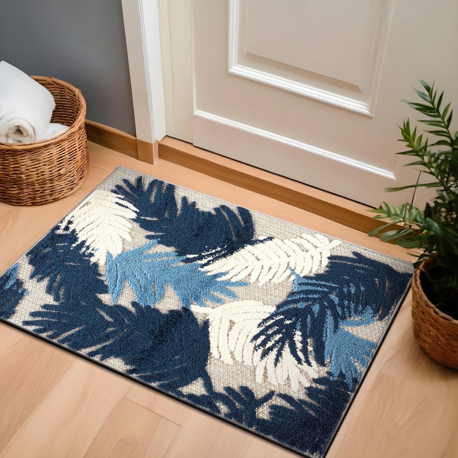 imageRugshop Navy Lucca Contemporary Floral IndoorOutdoor Area Rug Durable Polypropylene Weather Resistant Easy to Clean Perfect for Patio Backyard Deck and Outdoor Lounge 5 x 7Navy