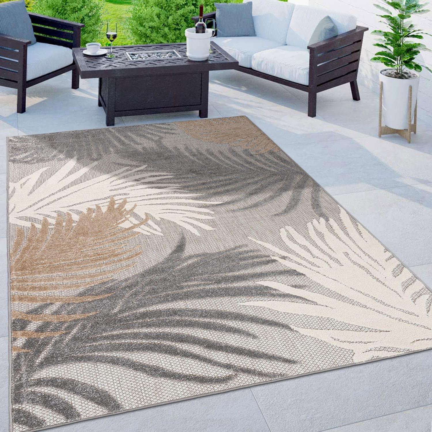 imageRugshop Navy Lucca Contemporary Floral IndoorOutdoor Area Rug Durable Polypropylene Weather Resistant Easy to Clean Perfect for Patio Backyard Deck and Outdoor Lounge 5 x 7Grey