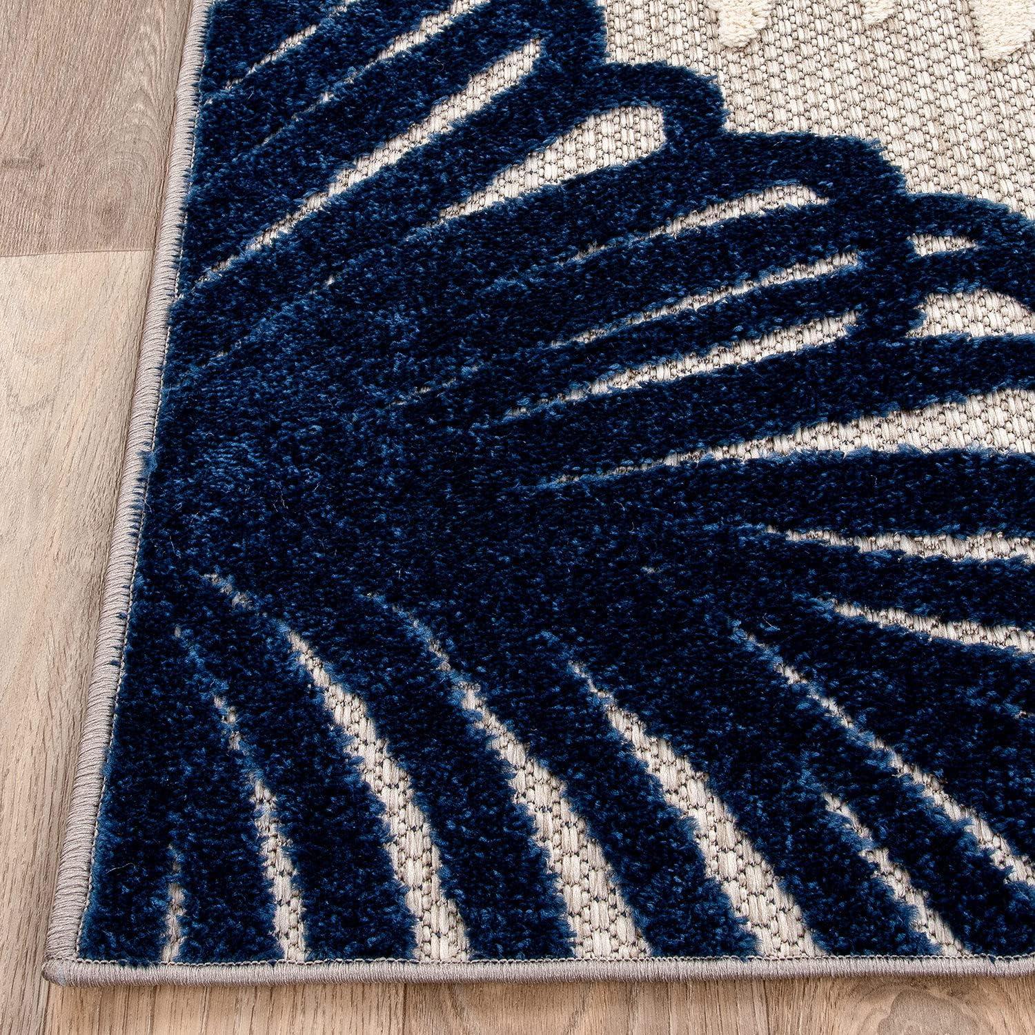 imageRugshop Navy Lucca Contemporary Floral IndoorOutdoor Area Rug Durable Polypropylene Weather Resistant Easy to Clean Perfect for Patio Backyard Deck and Outdoor Lounge 5 x 7Navy