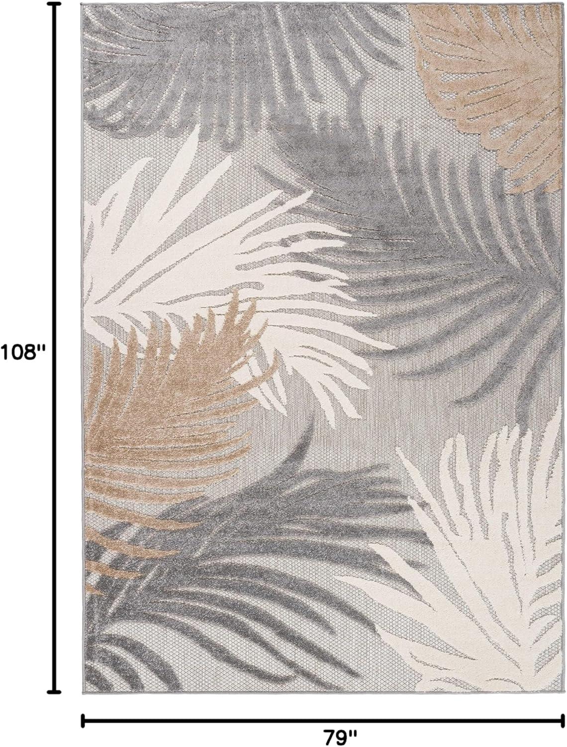 imageRugshop Navy Lucca Contemporary Floral IndoorOutdoor Area Rug Durable Polypropylene Weather Resistant Easy to Clean Perfect for Patio Backyard Deck and Outdoor Lounge 5 x 7Grey