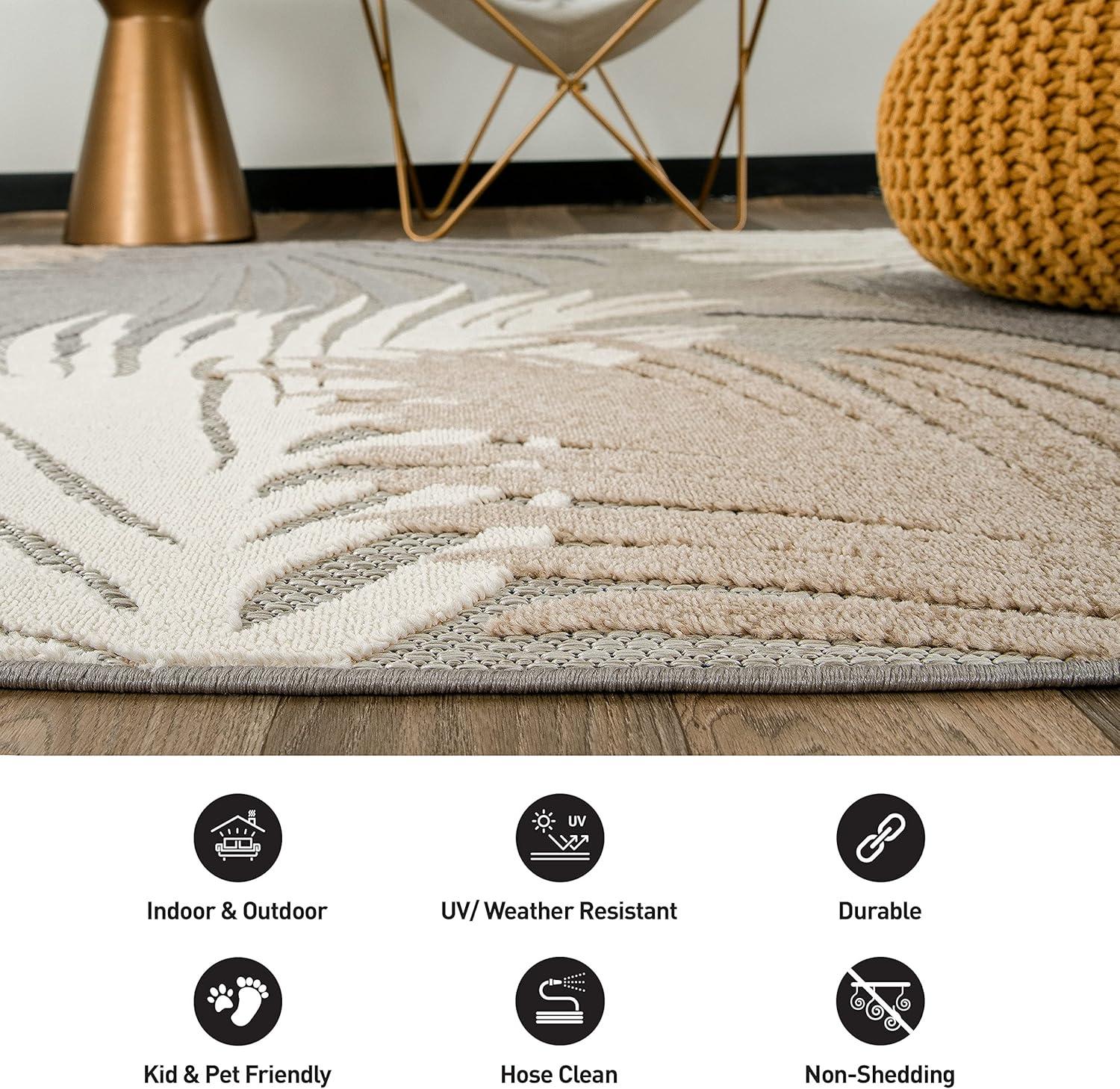 imageRugshop Navy Lucca Contemporary Floral IndoorOutdoor Area Rug Durable Polypropylene Weather Resistant Easy to Clean Perfect for Patio Backyard Deck and Outdoor Lounge 5 x 7Grey