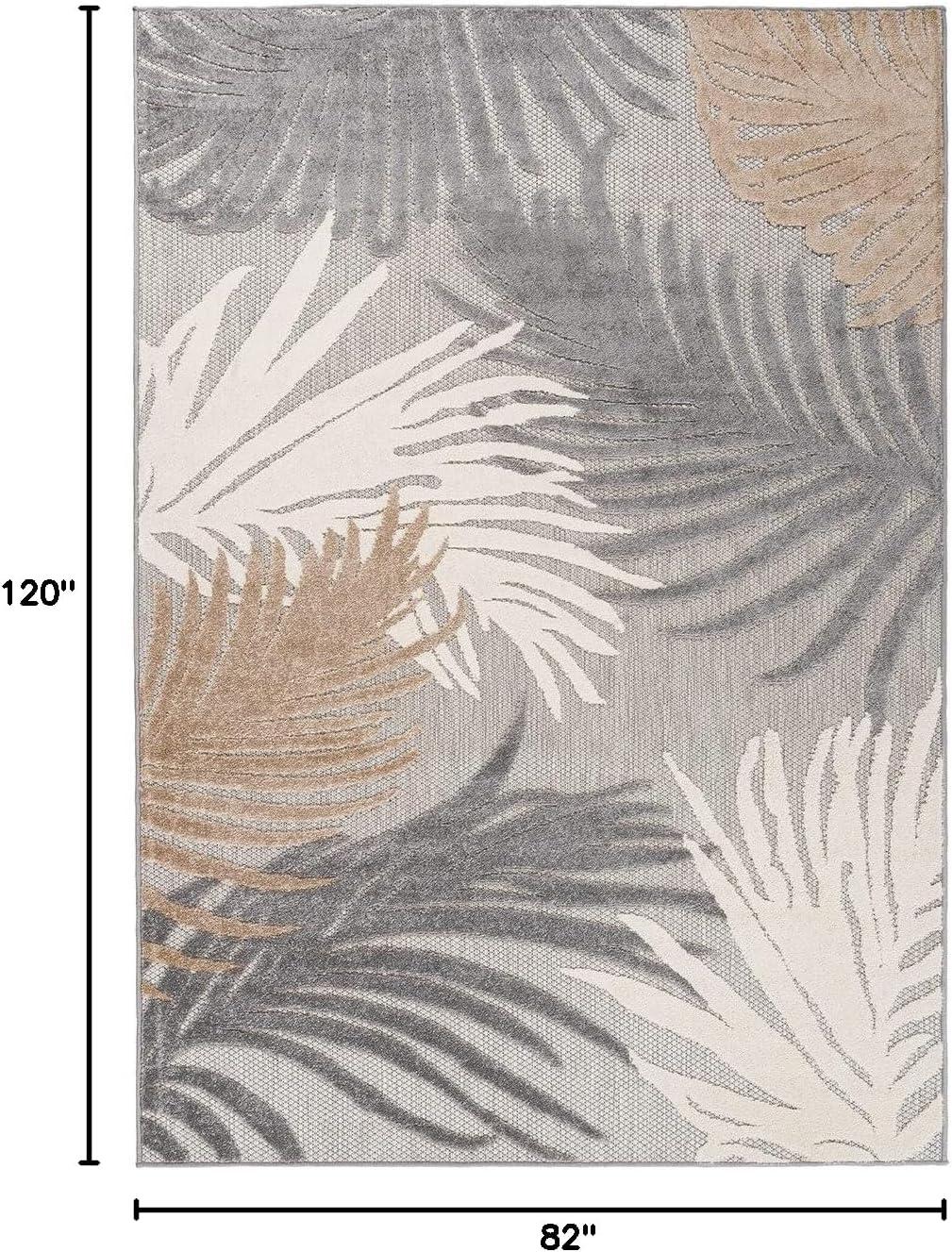 imageRugshop Navy Lucca Contemporary Floral IndoorOutdoor Area Rug Durable Polypropylene Weather Resistant Easy to Clean Perfect for Patio Backyard Deck and Outdoor Lounge 5 x 7Grey