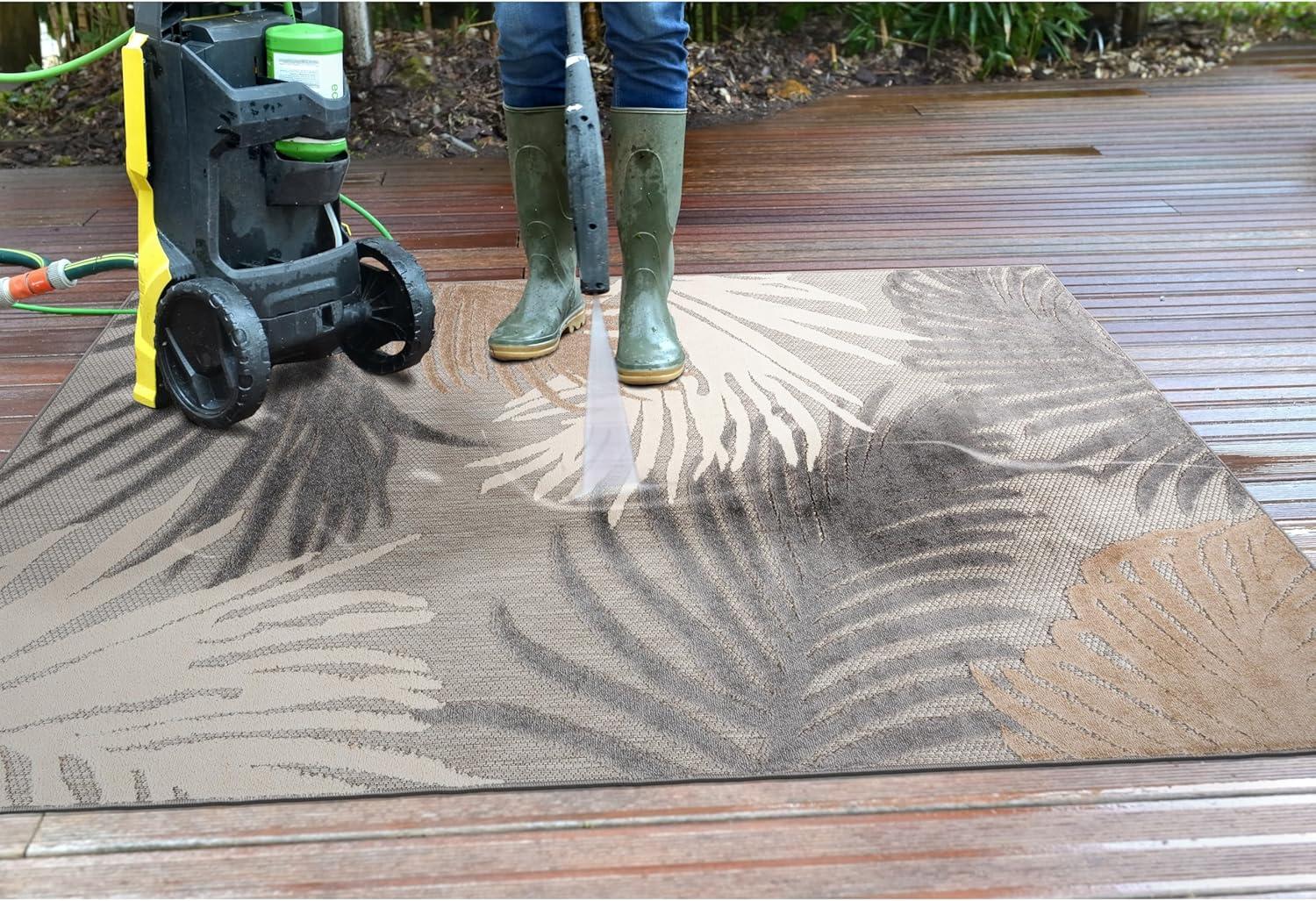 imageRugshop Navy Lucca Contemporary Floral IndoorOutdoor Area Rug Durable Polypropylene Weather Resistant Easy to Clean Perfect for Patio Backyard Deck and Outdoor Lounge 5 x 7Grey