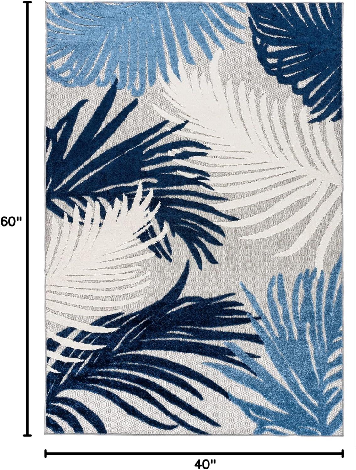 imageRugshop Navy Lucca Contemporary Floral IndoorOutdoor Area Rug Durable Polypropylene Weather Resistant Easy to Clean Perfect for Patio Backyard Deck and Outdoor Lounge 5 x 7Navy