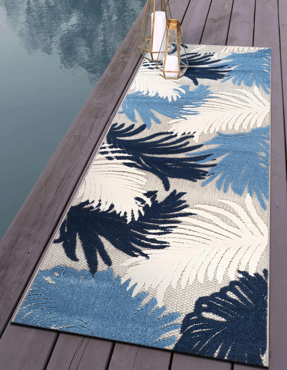 imageRugshop Navy Lucca Contemporary Floral IndoorOutdoor Area Rug Durable Polypropylene Weather Resistant Easy to Clean Perfect for Patio Backyard Deck and Outdoor Lounge 5 x 7Navy