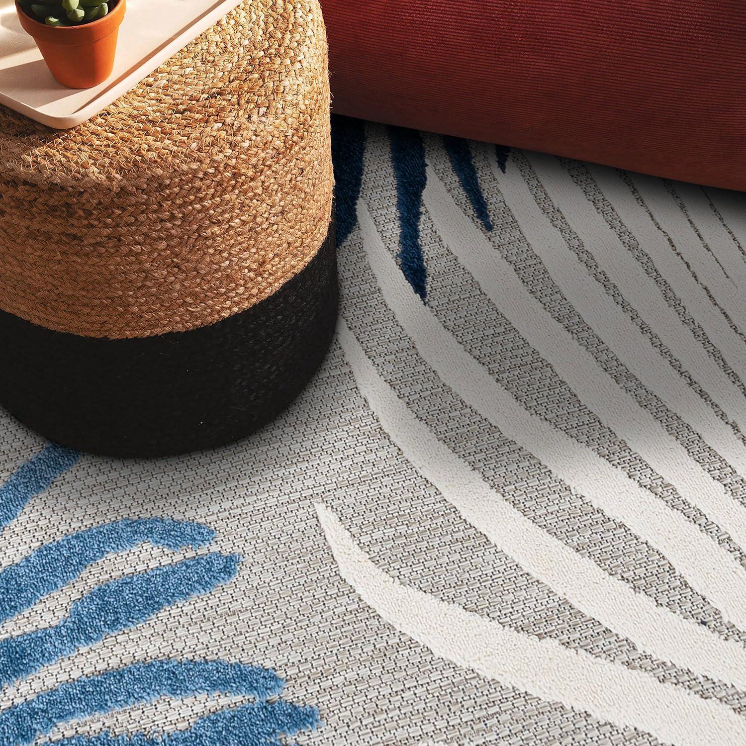 imageRugshop Navy Lucca Contemporary Floral IndoorOutdoor Area Rug Durable Polypropylene Weather Resistant Easy to Clean Perfect for Patio Backyard Deck and Outdoor Lounge 5 x 7Navy